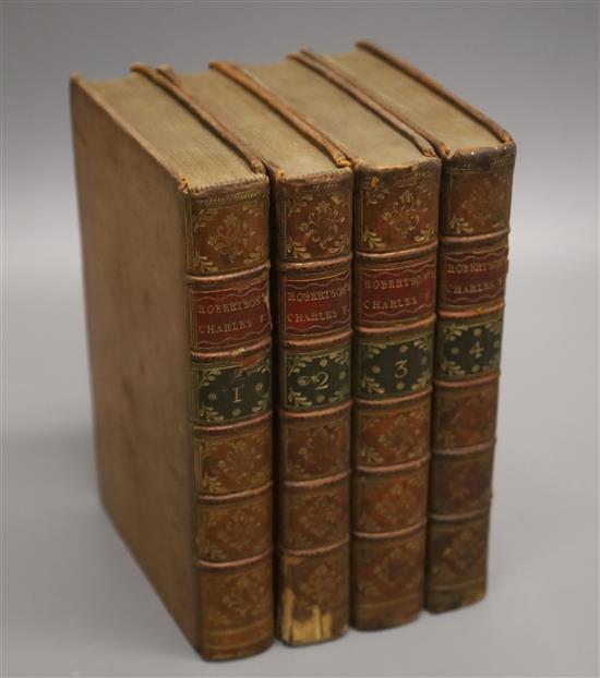 Robertson, William - The History of the Reign of the Emperor Charles V, 4 vols, calf, endpapers and title pages